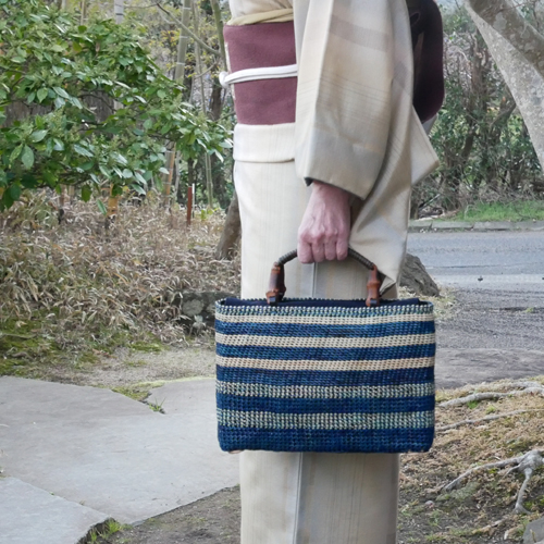 石畳編みボーダーバッグ