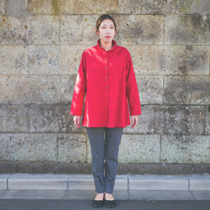 久留米絣ピンタックブラウス・赤