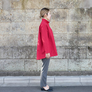 久留米絣ピンタックブラウス・赤