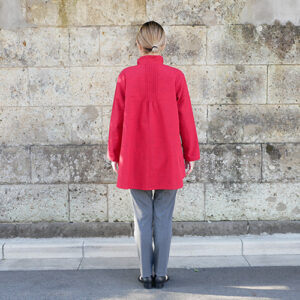 久留米絣ピンタックブラウス・赤