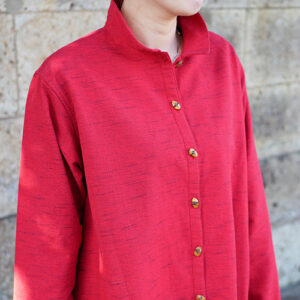 久留米絣ピンタックブラウス・赤