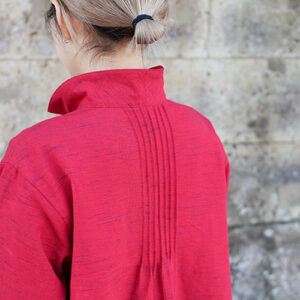 久留米絣ピンタックブラウス・赤