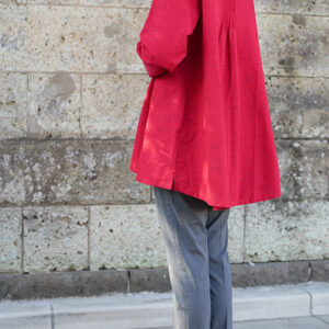 久留米絣ピンタックブラウス・赤