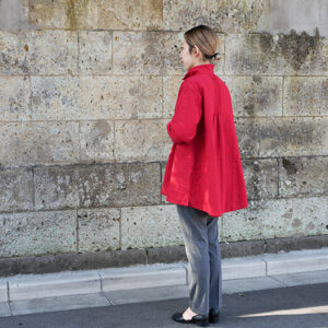 久留米絣ピンタックブラウス・赤