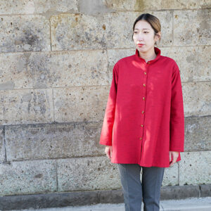 久留米絣ピンタックブラウス・赤