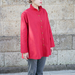 久留米絣ピンタックブラウス・赤