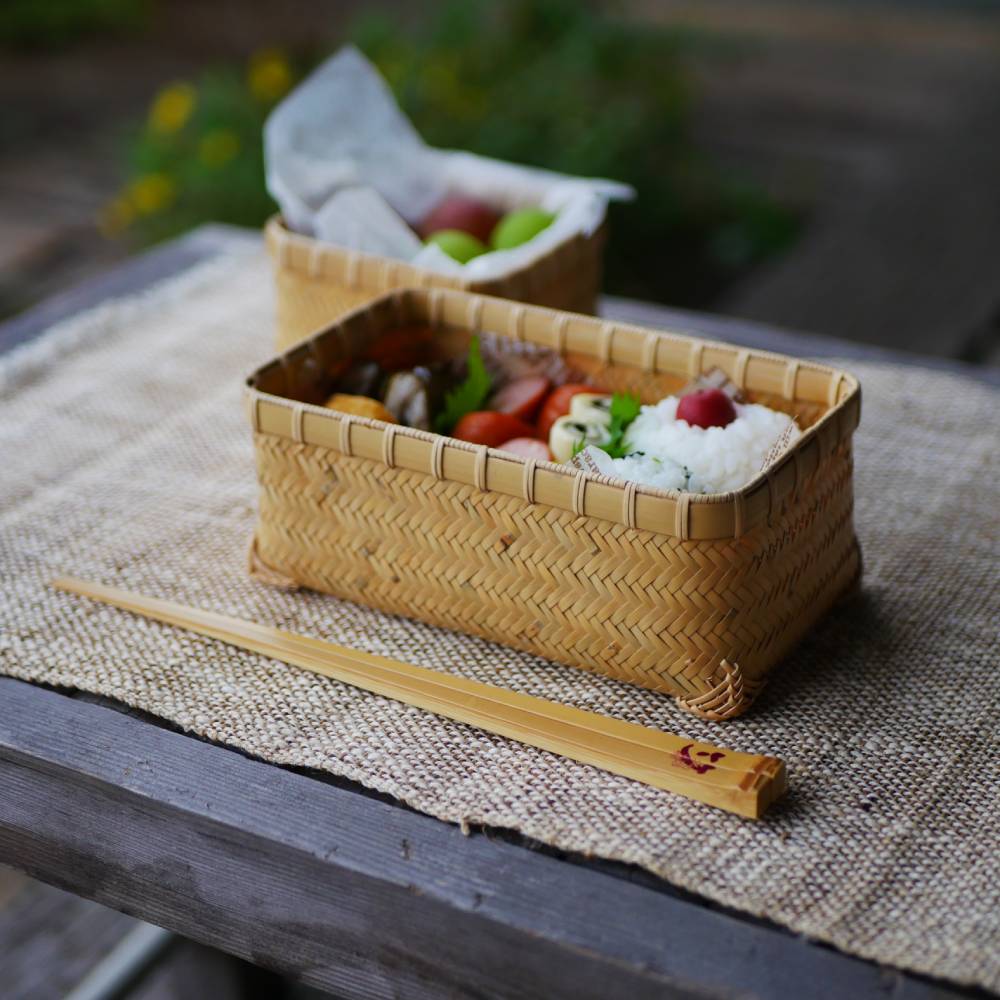 網代編み 竹のお弁当箱