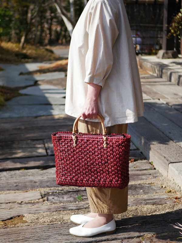 透かし桜編みバッグ