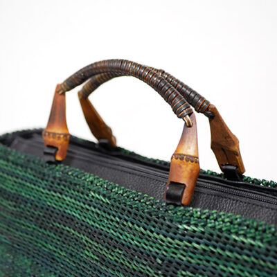 籐の石畳編みハンドバッグ