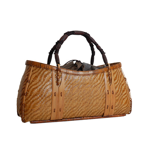 P1260975 宝重 竹波網代編みバッグ