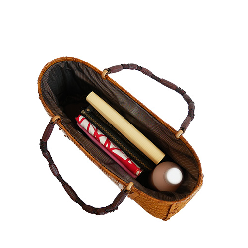 P1260992 宝重 竹波網代編みバッグ