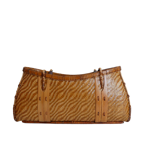 P1260994 宝重 竹波網代編みバッグ