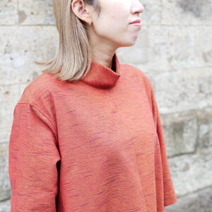 久留米絣ロールカラーワンピース