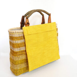 石畳編みボーダーバッグ