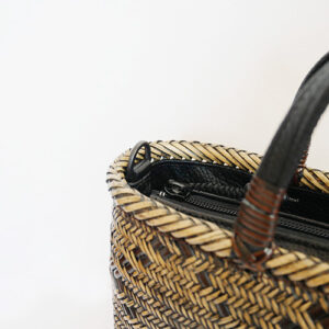 籐 交色波網代編みバッグ2WAY