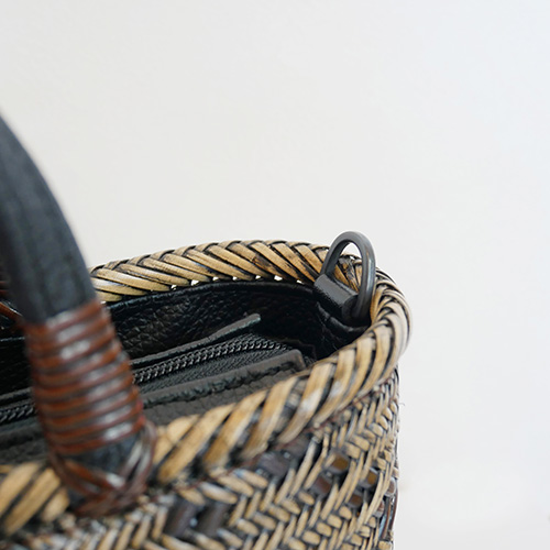 P1260889 籐 交色波網代編みバッグ2WAY