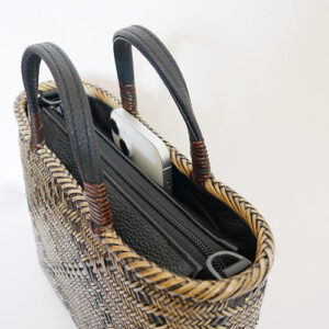 籐 交色波網代編みバッグ2WAY