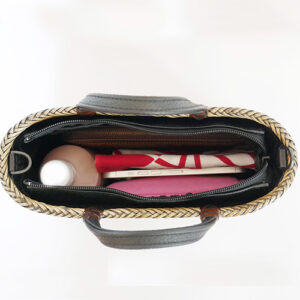 籐 交色波網代編みバッグ2WAY