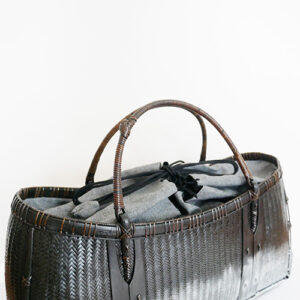 竹 交色波網代編みバッグ