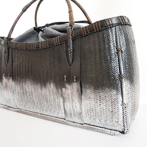 P1270159 竹 交色波網代編みバッグ