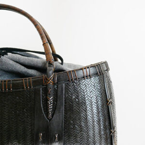 竹 交色波網代編みバッグ