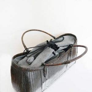 竹 交色波網代編みバッグ