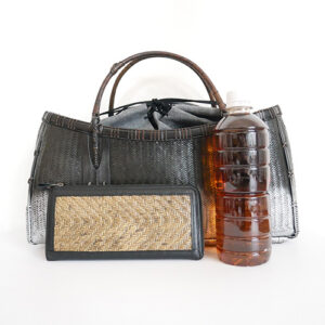 竹 交色波網代編みバッグ