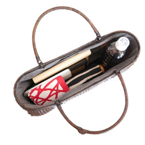 竹 交色波網代編みバッグ