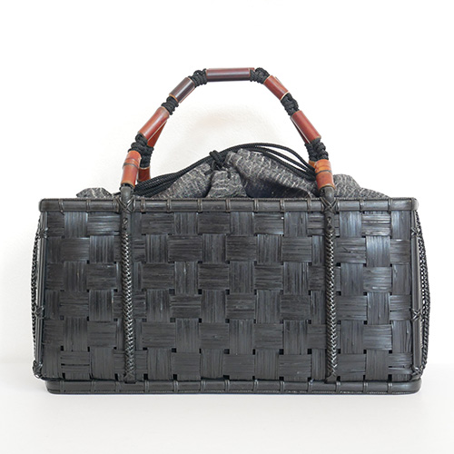 P1270053 竹寄せ四つ目編みハンドバッグ