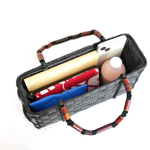 P1270067 竹寄せ四つ目編みハンドバッグ