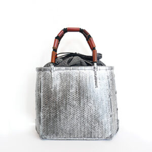 竹の網代編みハンドバッグ