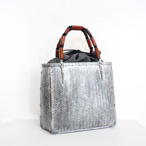 竹の網代編みハンドバッグ