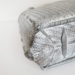 竹の網代編みハンドバッグ