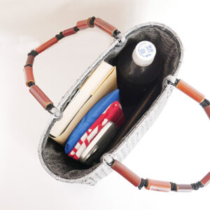 竹の網代編みハンドバッグ