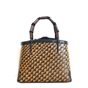 竹連弾網代編みバッグ