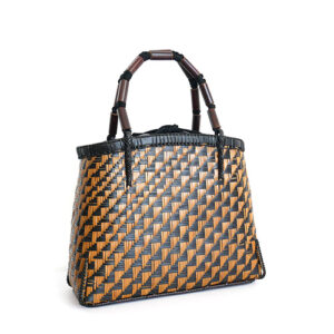 竹連弾網代編みバッグ