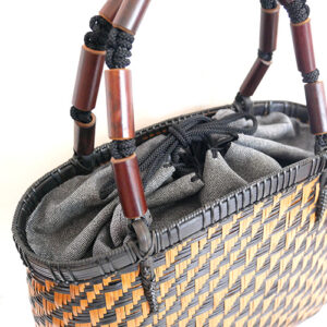 竹連弾網代編みバッグ