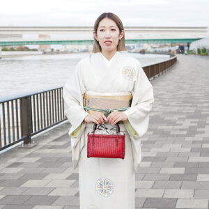 竹網代編みバッグ