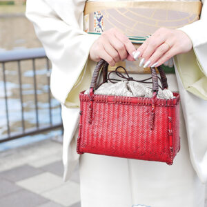 竹網代編みバッグ