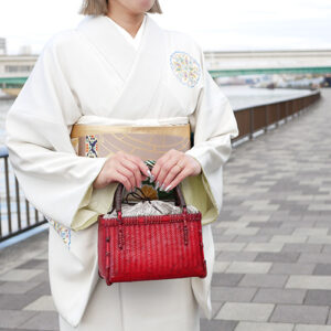 竹網代編みバッグ