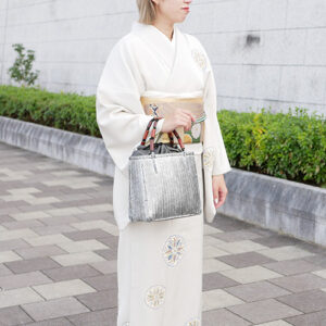 竹の網代編みハンドバッグ