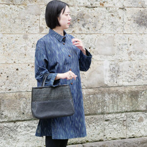 コイル編み×馬革2WAY