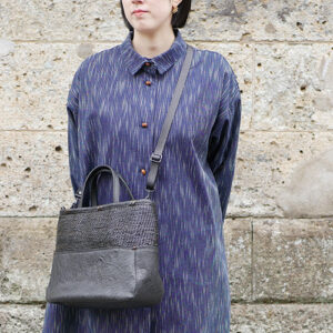 コイル編み×馬革2WAY