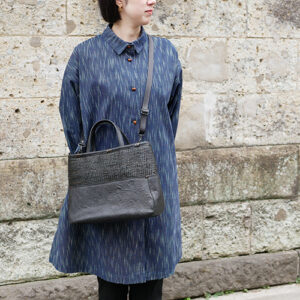 コイル編み×馬革2WAY