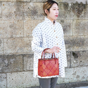 花網代編み竹カゴバッグ