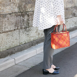 花網代編み竹カゴバッグ