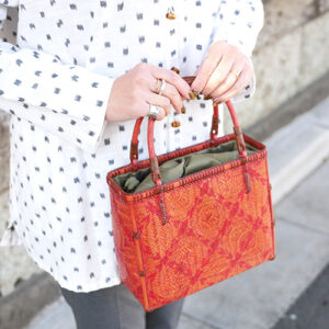 花網代編み竹カゴバッグ