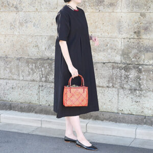 花網代編み竹カゴバッグ