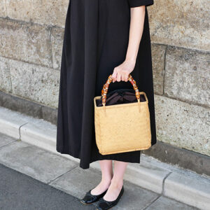 網代編み竹籠バッグ（ナチュラル）