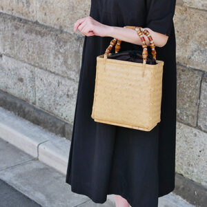 網代編み竹籠バッグ(ナチュラル)